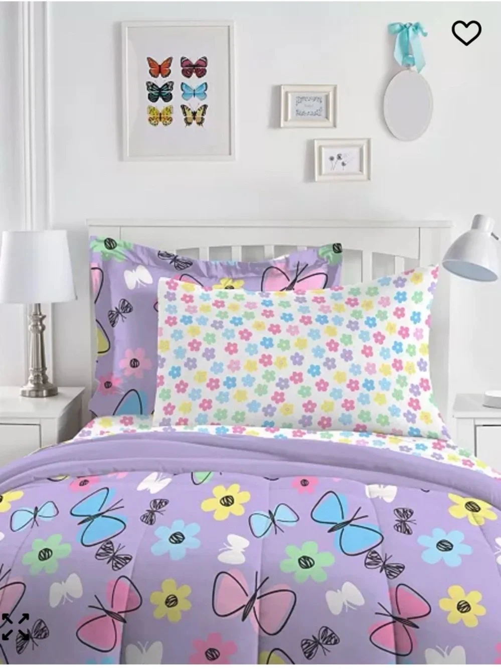 Unbranded Lavender Butterfly & Flower Comforter Set